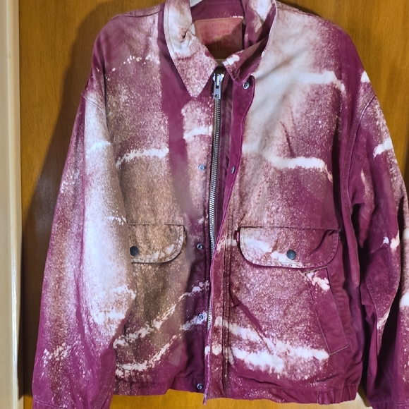 Levi's Other - Levis Strauss Denim Tie-Dye Burgundy and White Jacket L Custom Dye By GUSALBERT